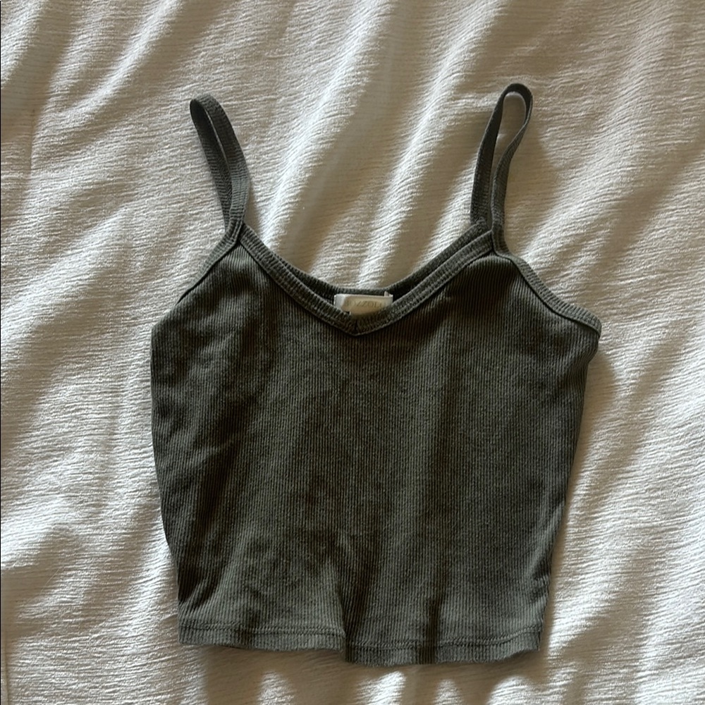 Women's Olive Green Ribbed Tank Top